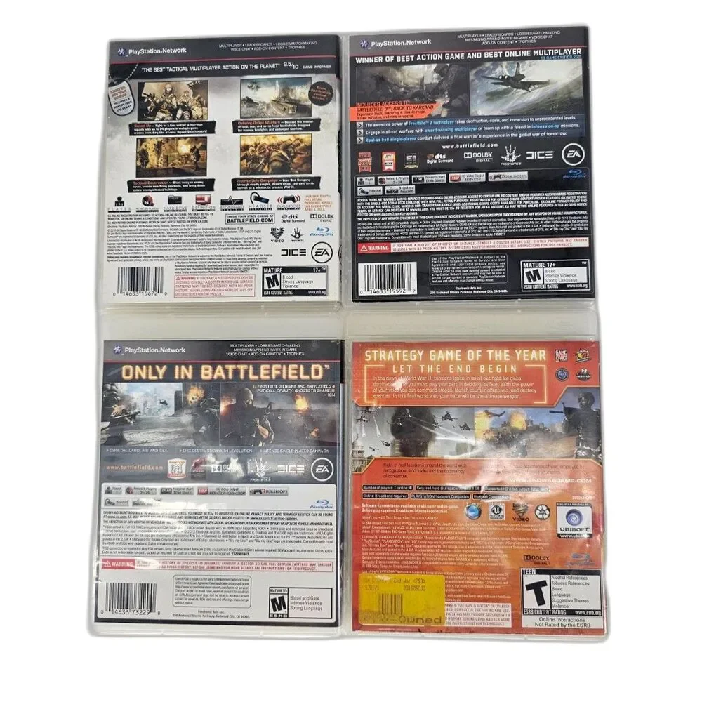 Lot of 4 PS3 Video Games Battlefield 3 End War Battlefield Bad Company 2